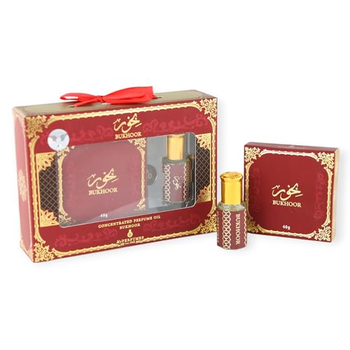 My Perfumes BUKHOOR Non Alcoholic 2 Pieces Gift Set, 40gm Bakhoor and 6ml Perfume Oil