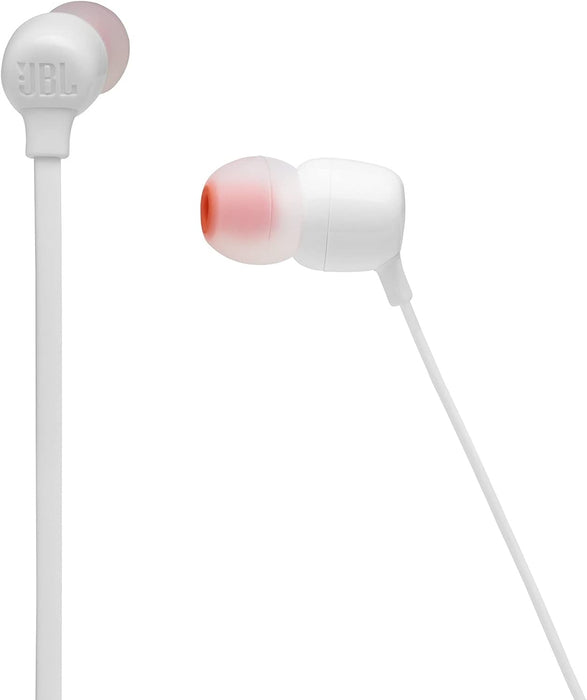 JBL Tune 110 Wired In-Ear Headphones, Deep and Powerful Pure Bass Sound, 1-Button Remote/Mic, Tangle-Free Flat Cable, Ultra Comfortable Fit - Black, JBLT110BLK