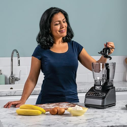 Ninja Food Processor with 4 Automatic Programs; Chop, Puree, Slice, Mix, and 3 Manual Speeds, 2.1L Bowl,Blades, 850W, Dishwasher Safe Parts, Silver BN650ME