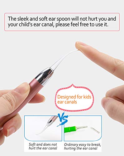 AIPINYUE Ear Wax Removal Tool，Ear Pick，LED Lights Ear Cleaning Kit，Updated Version、Non-Slip，Soft Safety Spoon Head、BPA Free，Replaceable and Easy to Clean，Safe Material (Two Golden)