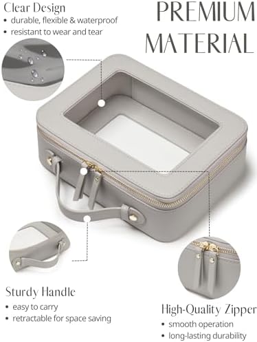 Small Cosmetic Bag for Purse Mini Makeup Bag for School Cute Clear Make Up Pouch for Travel Tiny Leather White Make Up Organizer Case for Backpack Toiletry Bag Waterproof Square Pouch with Zipper