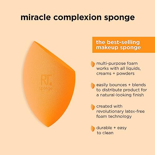 Real Techniques New! Our 3In1 Multifunctional Miracle Complexion Sponge Paired With A Travel Sponge Case Helps You Get A Natural Looking Finish Wherever You Go., Orange