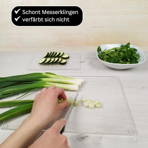 Acrylic Chopping Board with Stop Edge, 45 x 35 and 60 x 45 cm, Scratch-Resistant, Hygienic, Antibacterial, Non-Slip, Transparent, Plastic Chopping Boards