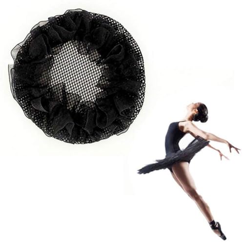 Black Bun Hair Nets Elastic Flower Edge Hairnet for Ballet Bun Cover Dance Skating Gymnastics Performance Dancers Hair Accessories, Black