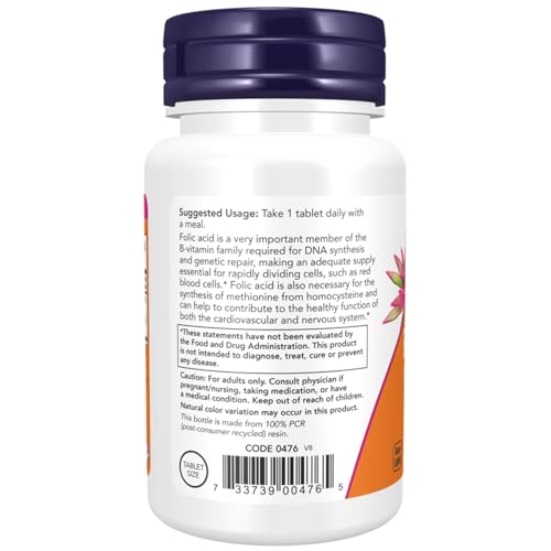 Now Foods Folic Acid 800 mcg With B12 Tablets - 250