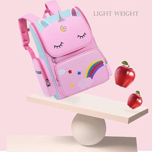 BAOLY Unicorn Backpacks for Kids, Lightweight Pink School Backpack for Girl, Durable & Waterproof Schoolbag, Student Backpack Bag and Primary Kids Backpack 16inch for 5 6 7 8-10 Years Old