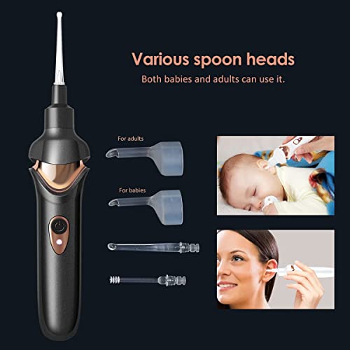 X spring Xspring Ear Wax Remover Vacuum Cleaner, Ear Vacuum with LED Light, Electric Earwax Removal Kit, USB Charge Reusable Safe Electric Ear Suction, Earwax Cleaner for Adults Kids (Black)