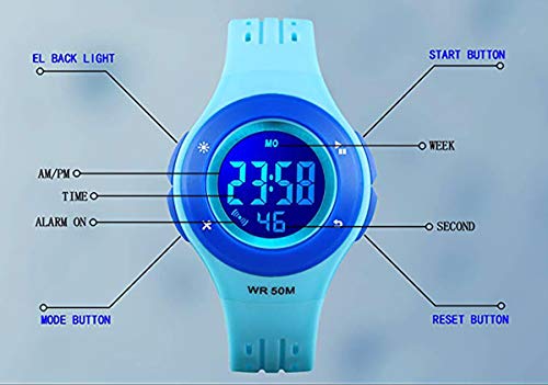 Boys Girls Digital Watches,Colorful LED 50M Waterproof Age 7-10 10-15 with Alarm Stopwatch Wristwatch Gift for Kids