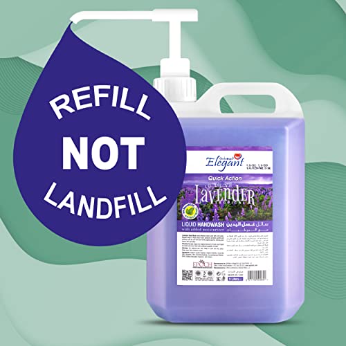 Elegant Hand Wash Liquid Refill - 5 Liter - Lovely LAVENDER - Effective Germ Protection – Liquid Hand Wash provides Gentle And Effective Care – Fragrant And Soft