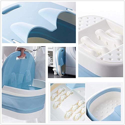 BePrincess Collapsible Foot Soaking Bath Basin with Massage Roller, Large Size for Soaking Feet, Pedicure and Massager Tub for At Home Relax Foot Spa Treatment (BLUE)