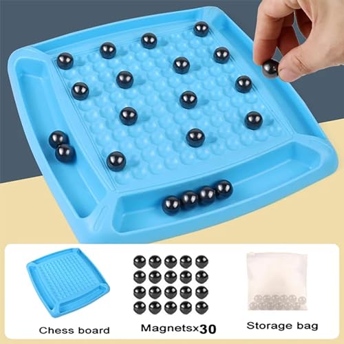 Moninsta Magnetic Chess Game, Table Top Magnetic Board Game with 30 PCS Round Magnetic, Enhancement of Thinking Resilience, Fun Interactive Family Games for Kids and Adult