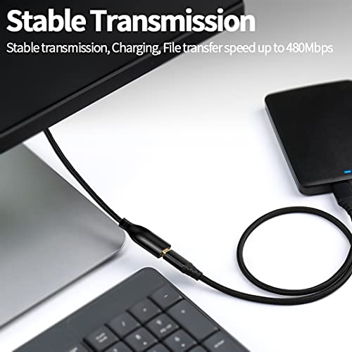Fasgear USB 2.0 Extension Cable: a Male to a Female USB Extension Lead for Charging and Syncing - USB Extender for Printers |Cameras|Mouse|Keyboards & other Computer Accessories (2 Pack Black, 10ft)