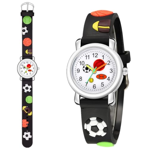 2 Packs Kids Watches for Boys, Toddler Watches Cute Football Cartoon Children Wrist Watch Easy Read Time Teacher Waterproof Boys Watch