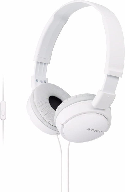Sony MDR ZX110AP Wired On Ear Headphones with tangle free cable, 3.5mm Mini-jack pin, Headset with Mic for Phone Calls, Black, MDRZX110AP/B - White