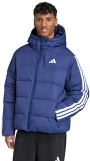 Men Essentials Climawarm 3-Stripes Puffer Down Hooded Jacket - Blue