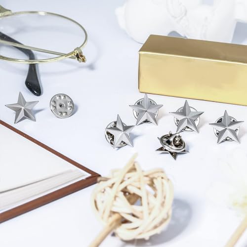 Excefore Silver Star Lapel Pin, Metal Enamel Pin for Backpack/Bag/Jeans Clothes Badge, Brooch Jewelry, Hat Clothing Accessories Five-Pointed Star 25PCS