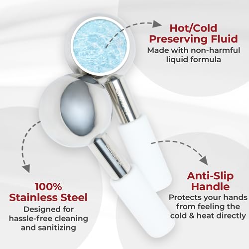 Shrink Ice Globes For Face, Metal Ice Rollers, Elevate Your Skin Care with Stainless Steel Cooling Massager for Face, Neck & Eyes, Fight Dark Circles, Wrinkles, Puffiness, Facial Skin Care Tool