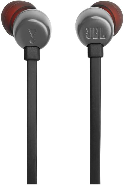 JBL Tune 110 Wired In-Ear Headphones, Deep and Powerful Pure Bass Sound, 1-Button Remote/Mic, Tangle-Free Flat Cable, Ultra Comfortable Fit - Black, JBLT110BLK