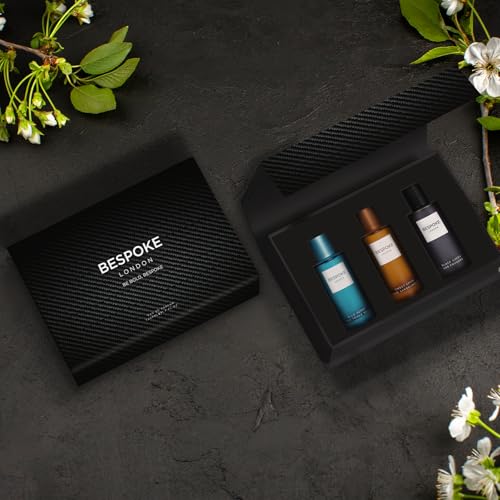 BESPOKE LONDON Premium Mens Perfume Gift Set, Black Suede, Wild Herbs, Sweet Spice, Eau De Parfum with Long Lasting Fragrance - Travel Size Mini Perfume Set, Coffret Gift Set for Men (3 x 50ml)