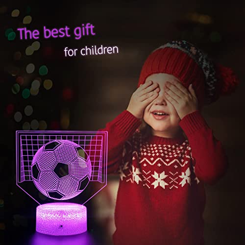 Football 3D Illusion Lamp, Football Gifts for Boys Girls, 3D Night Light with 16 Colors Change Remote Control Decorative Desk Lamp Creative Birthday Christmas Gift Sports Fans Toys (Football 3)