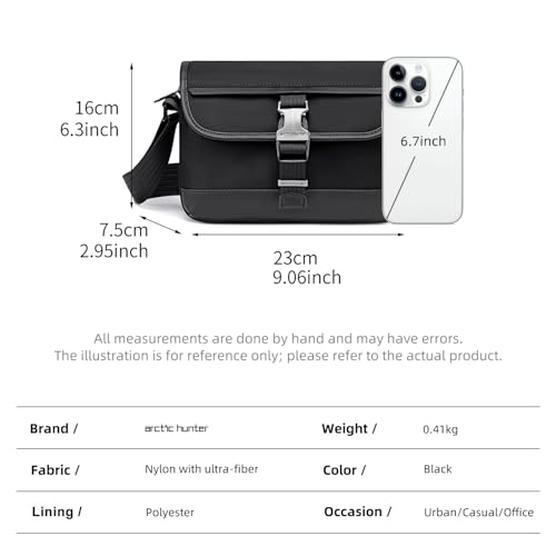 Arctic Hunter Compact Sling Bag for Men Small Size Side Bag Nylon Messenger Bag for Mobile Shoulder Bag Water-repellent Crossbody Bag for Daily Use Casual