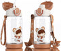 Azonee 500ml Kids Water Bottle with Straw, BPA Free, Lightweight & Leak-Proof, Two Lids, Ideal for School & Sports, Blue (Brown)