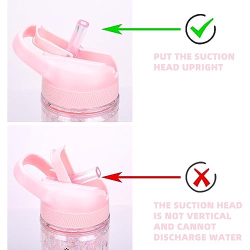 X Spring Water Bottle for Kids - Pink Unicorn Design With Straw and Safety Lock, 400ML Capacity for School Girls