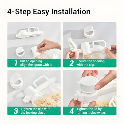 KASTWAVE Food Sealing Clip, 2 PCS Chip Bag Clips, Plastic Reusable Food Bag Clip with Pour Spout, Moisture-Proof and Fresh-Keeping, Kitchen Clips for Cereal, Snacks, White