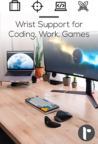 2 PCS Ergonomic Gliding Palm Rest, Soft Cooling Material, Sliding Wrist Pad That Moves with Your Mouse for Office, Computer, Laptop, Mac, Easy Typing Pain Relief Wrist Rest (Black, Silver Gray)