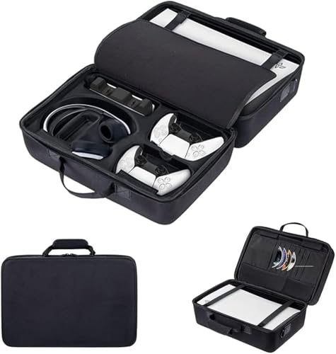 Wemart PS-5 Case with Hard Shell, Play-Station 5 Travel Case, Protective Travel Bag Holds Console, Controllers, Base and Accessories, Shockproof, Waterproof and Scratchproof