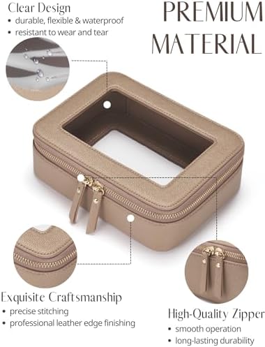 Small Cosmetic Bag for Purse Mini Makeup Bag for School Cute Clear Make Up Pouch for Travel Tiny Leather White Make Up Organizer Case for Backpack Toiletry Bag Waterproof Square Pouch with Zipper