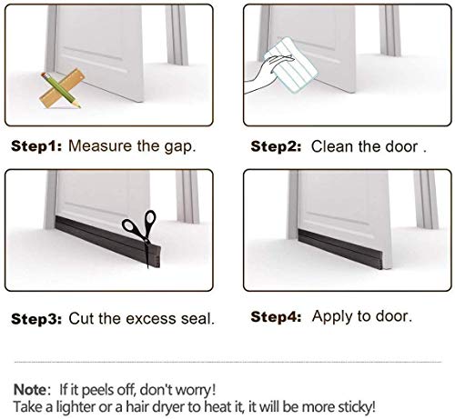 Suptikes Door Draft Stopper Under Door Seal for Exterior/Interior Doors, Door Sweep Strip Under Door Draft Blocker, Soundproof Door Bottom Weather Stripping, 2 Inch W x 39 Inch L, Black