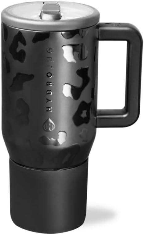HydroJug Traveler - Modern 40 oz Tumbler with Handle & Simple Flip Straw - Car Cup Holder Friendly, Leak Resistant Water Bottle-Reusable Insulated Stainless Steel & Rubber Base - Gifts for Women & Men