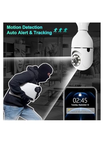 Smart 360° Light Bulb Security Camera – 1080p HD, Dual-Band WiFi, Motion Alerts – Indoor/Outdoor Use