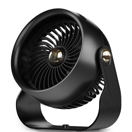 Desk Fan, 6 Inch Quiet Air Circulator Fan, 4 Speeds with Strong Airflow, 270° Rotate Portable Fan For Bedroom Home Office Desktop Travel