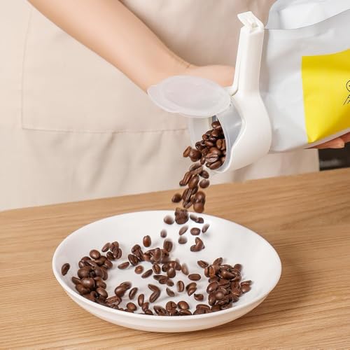 4PCS Food Bag Clips with Pour Spouts ? Food Storage Sealers for Snacks, Chips, Cereal, Coffee, Rice, Flour, Pet Food, and More ? Reusable Plastic Clips in 4 Colors, One Size