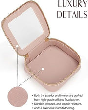 Small Cosmetic Bag for Purse Mini Makeup Bag for School Cute Clear Make Up Pouch for Travel Tiny Leather White Make Up Organizer Case for Backpack Toiletry Bag Waterproof Square Pouch with Zipper