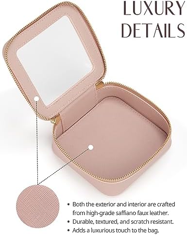 Small Cosmetic Bag for Purse Mini Makeup Bag for School Cute Clear Make Up Pouch for Travel Tiny Leather White Make Up Organizer Case for Backpack Toiletry Bag Waterproof Square Pouch with Zipper