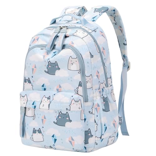 Mfikaryi Cute Cat Casual Daypack Teens Elementary School Backpack Students Bookbag for Girls Boys…