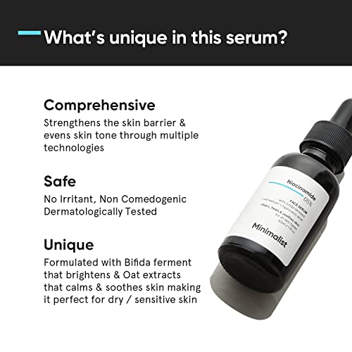 Minimalist Niacinamide 5% Face Serum with Vit B3 & Hyaluronic Acid for Clear Glowing Skin | Helps Reduce Dullness & Sun Damage, Hydrates & Repairs Skin Barrier | For Dry & Sensitive Skin | 30ml