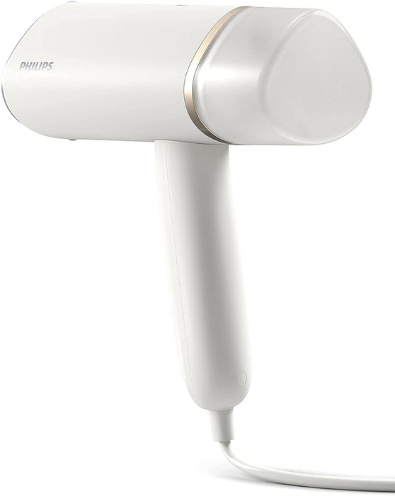 Philips Compact Handheld Steamer 3000 Series - 1000W - 20g/min Continuous Steam - 2M Cord Length - 120ML - Compact & Foldable - White - STH3020/16