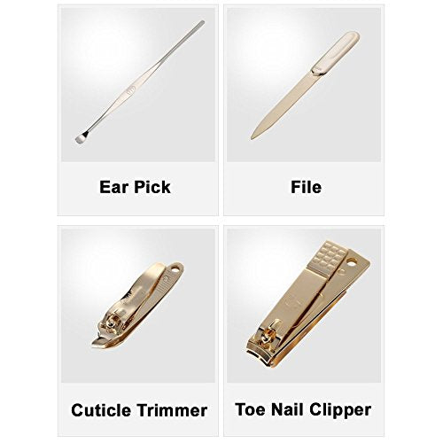 777 Three Seven (Gold) - World No. 1, . Travel Manicure Pedicure Grooming Kit Set, (Total 10 PC, Model: TS-2100G),Personal Nail care,Stainless steel, Made in Korea, Since 1975