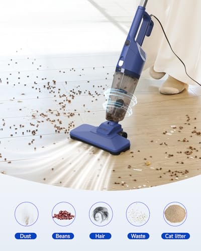 BOMIDI 17000Pa Ultra - Strong Handheld Vacuum Cleaner with 900mL Dust Cup, Quiet Suction, 5m Cable & Washable Filter - Ideal for Wood, Carpet, Tile Floors - Blue