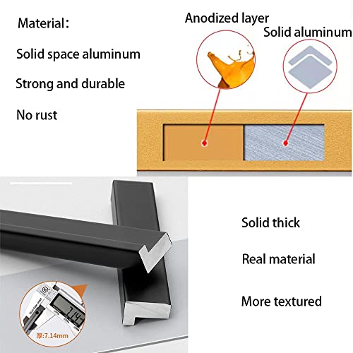Goo-Ki Cabinet Handles 12 PCS - Black Drawer Pulls 5 in (128mm) Hole Centers - Tilted Solid Drawer Handles for Kitchen Cabinet Pulls - Finger Pull