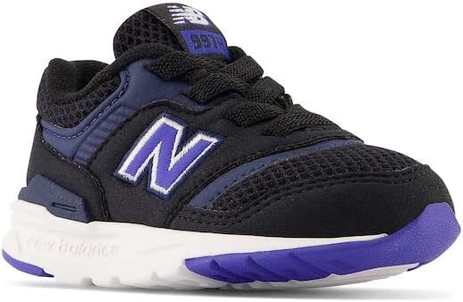 New Balance Boy's Kids 997h Bungee Lace Sneaker, Black/Marine Blue, 3 Infant
