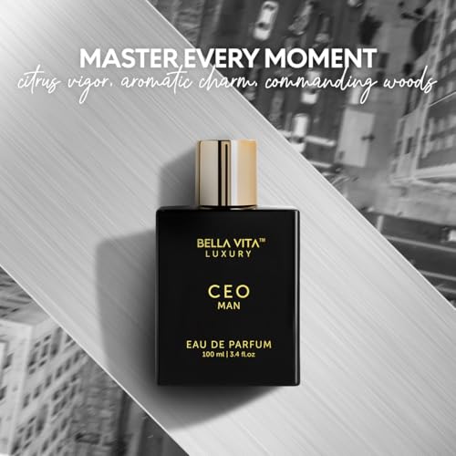 BellaVita Luxury CEO Man Eau De Parfum | Perfume for Men with Lemon, Lavender, Tonka, Mandarin & Vetiver | Long-Lasting Woody Fragrance | Mens Perfume, Fresh Fragrance for Man, Gift for Men,100 ml