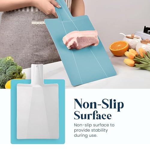 Joyzzz Foldable Cutting Board, 3 Set 38.2x21.5 cm Non-slip Cutting Board, Plastic Chopping Board w/Handle, BPA Free Vegetable, Meat Cutting Boards, Colored Cutting Board, Dishwasher Safe