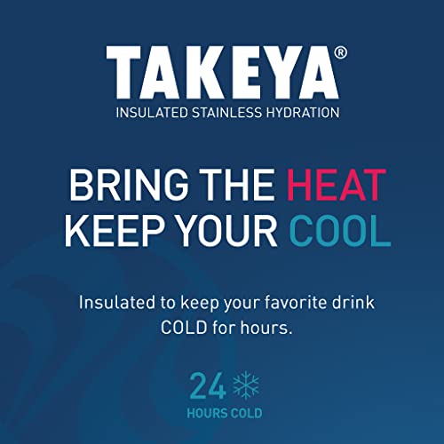 Takeya Actived Kids Insulated Stainless Steel Water Bottle with Straw Lid, 14 Ounce, Atlantic/Sail Blue