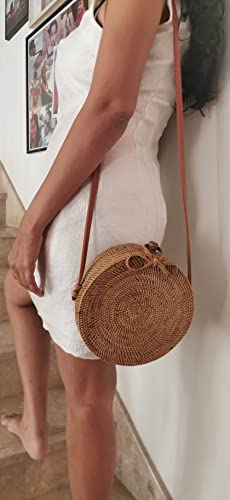 Ayra ethnic rattan cane sling bag with leather strap