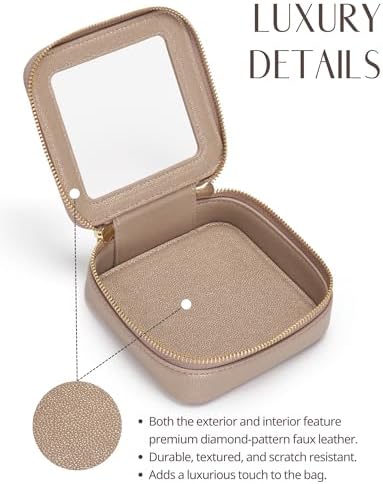 Small Cosmetic Bag for Purse Mini Makeup Bag for School Cute Clear Make Up Pouch for Travel Tiny Leather White Make Up Organizer Case for Backpack Toiletry Bag Waterproof Square Pouch with Zipper